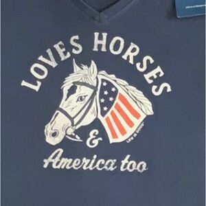 Life Is Good Dark Blue Horse Graphic Crusher T-Shirt, Size L